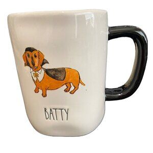 Rae Dunn "Batty" Halloween Mug Dachshund Vampire Weiner Dog By Magenta
